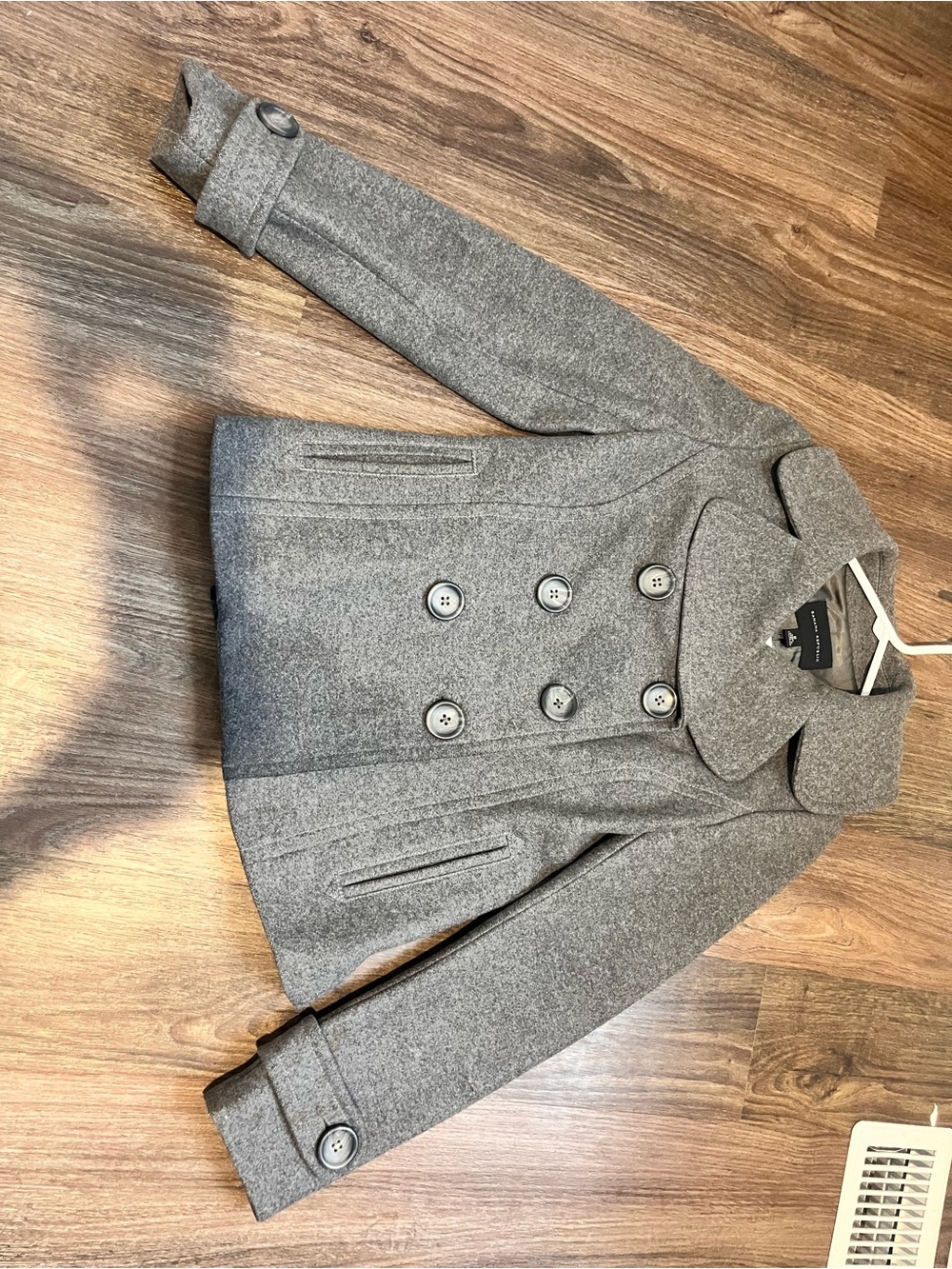 Wool-Blend Double-Breasted Peacoat - Gray